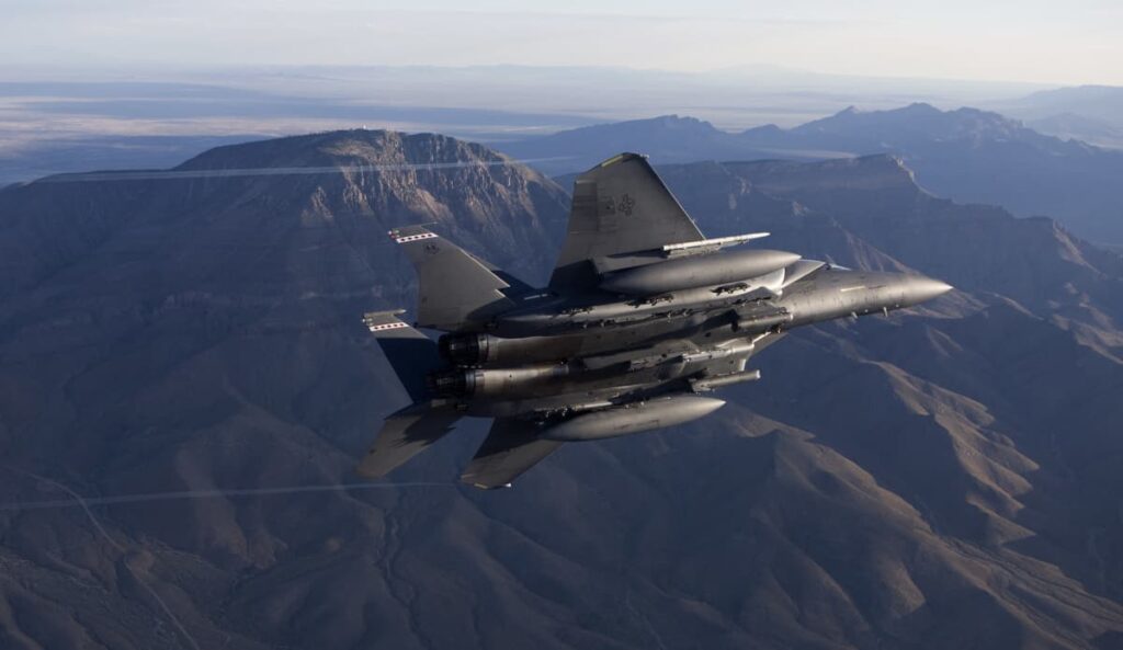 F-15 Eagle fighter aircraft with StormBreaker smart weapon