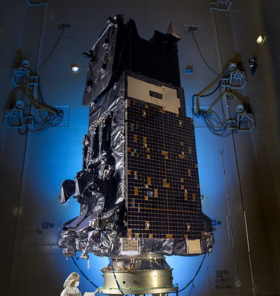 Lockheed Martin-built SBIRS GEO-5 Mission Warning Satellite in Acoustic Testing