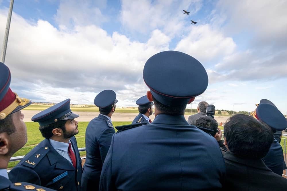 Two Hawk jets over RAF Leeming