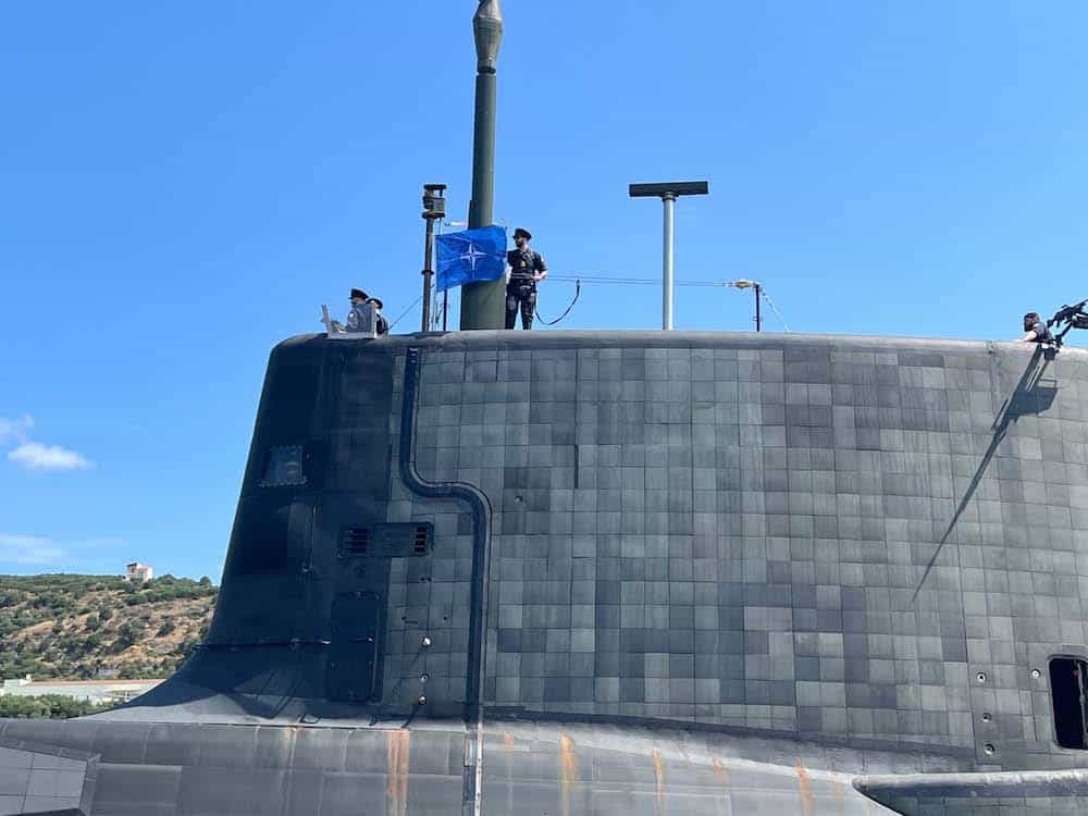 HMS Audacious in Crete during her first operational deployment