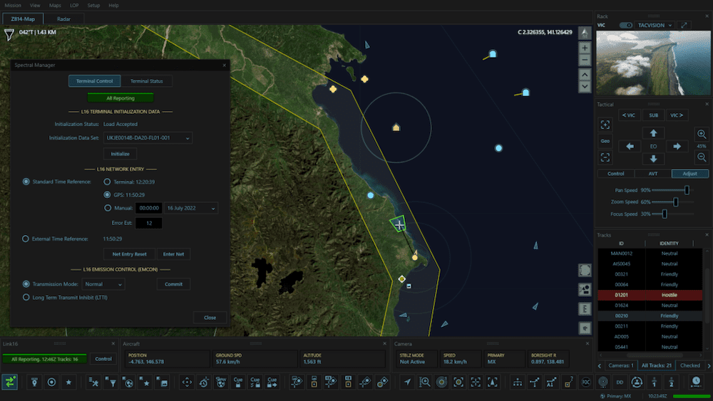 AIMS-ISR – Local Operating Picture with the MMD Spectral Link 16 plug-in enabled