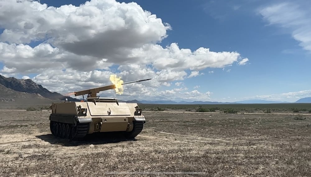 Robotic Combat Vehicle Test-Fires APKWS Laser-Guided Rockets