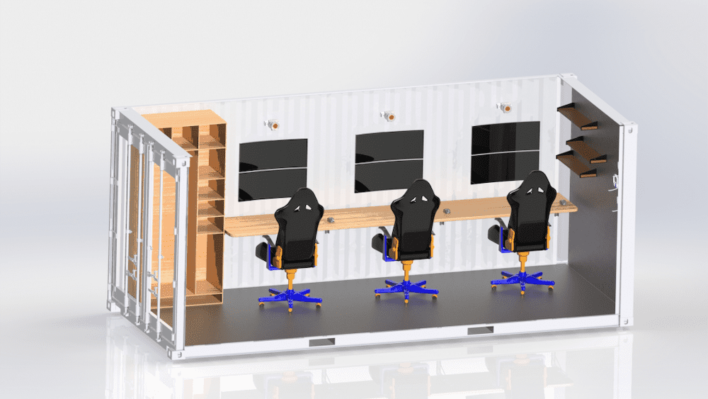 Rocket Factory in a Box demonstration. Rendering of the “Control Conex”, one of four containers in X-Bow Systems’ planned RFIB demonstration. Credit- X-Bow Systems