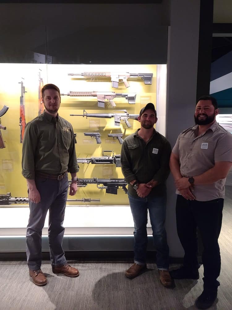 Left to right- Danny Michael, Museum Curator. Nick Rueve, VKIS Sales director. Vasilios Kapogianis, VKIS CEO