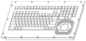 121-key Panel Mount Keyboard with Trackball