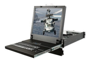 2U rackmount flip-up LCD monitor with built-in keyboard