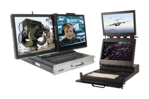 Rugged rackmount flip-up dual monitors